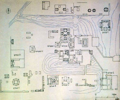 Plan du site maya de Tikal au Guatemala