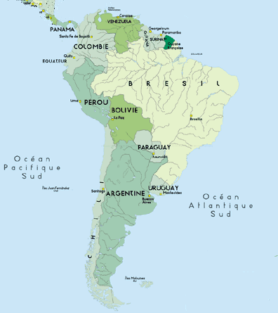 Carte d'Amerique du Sud