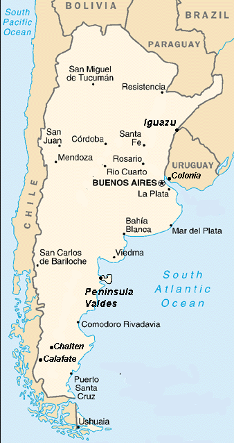 Carte d'Argentine