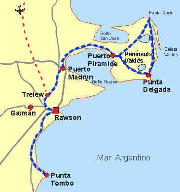 Argentine, carte de la Peninsula Valdes